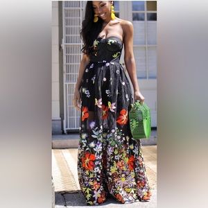 Brand new never worn strapless Floral Latiste gown